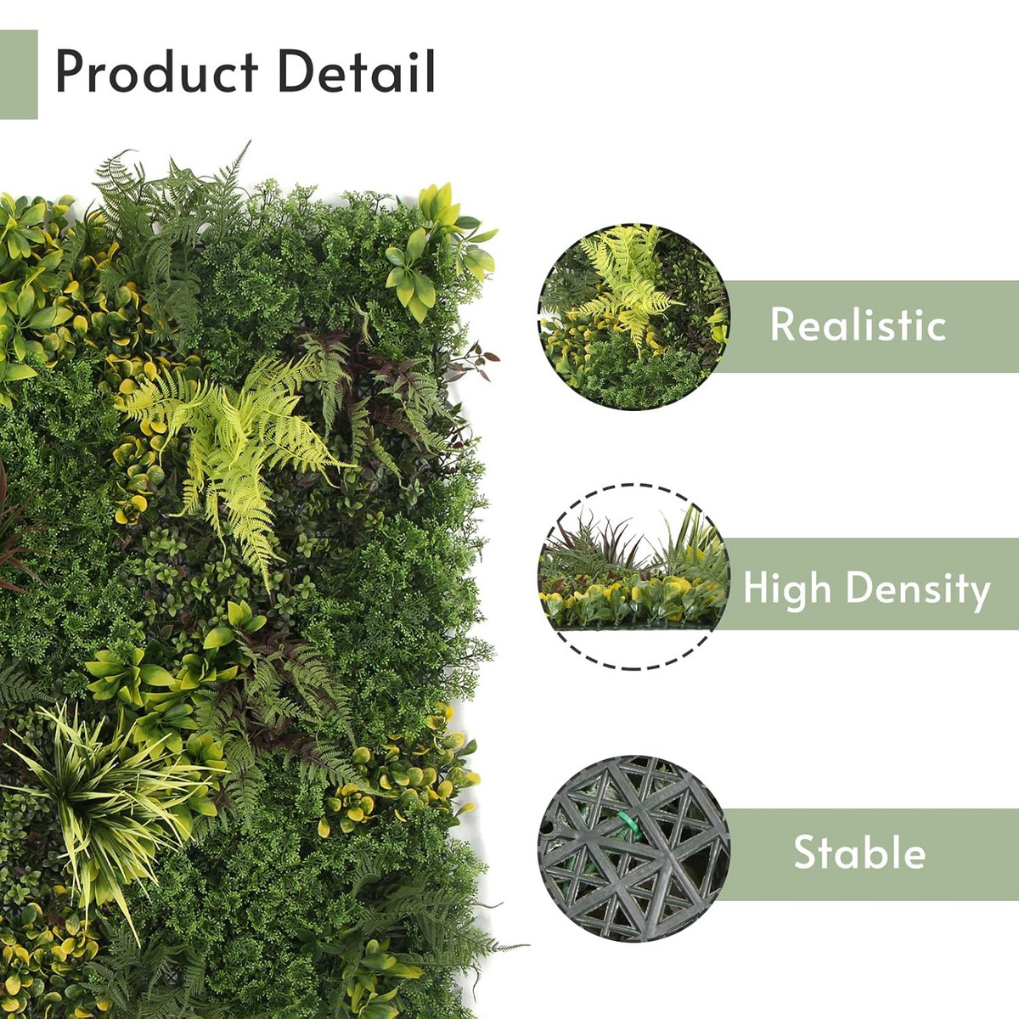 Garden Gyani Artificial Vertical Garden Panel 100×100 cm | Premium Designer Mixed Foliage Wall | UV Protected Indoor Outdoor Green Panel