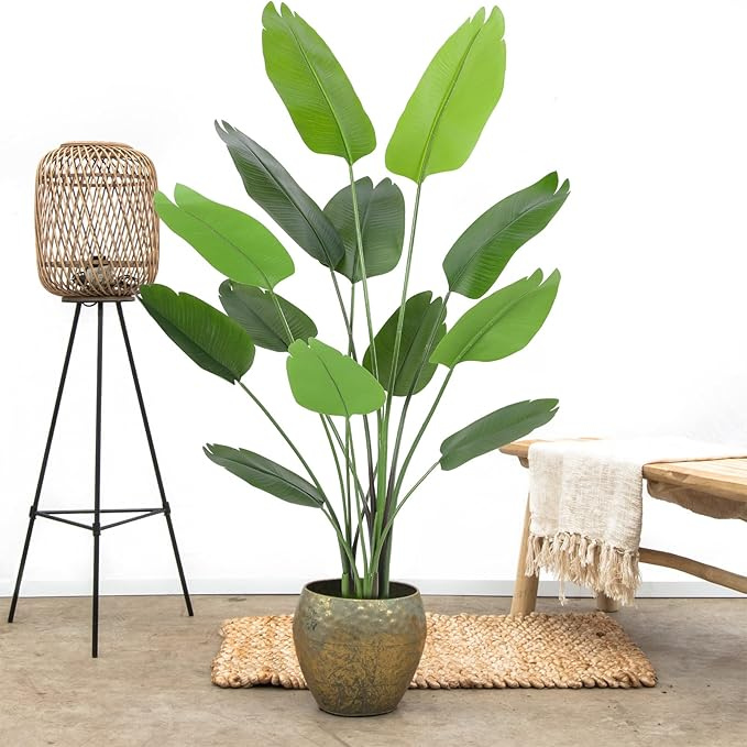 Garden Gyani 200cm Artificial Traveller Palm Tree – 15 Leaves Extra Tall Faux Tropical Plant Without Pot for Home, Office & Event Décor