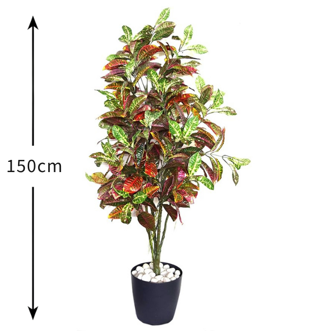 Garden Gyani Croton – 150 cm Tall Artificial Plant | Lifelike Faux Indoor & Outdoor Décor Without Pot