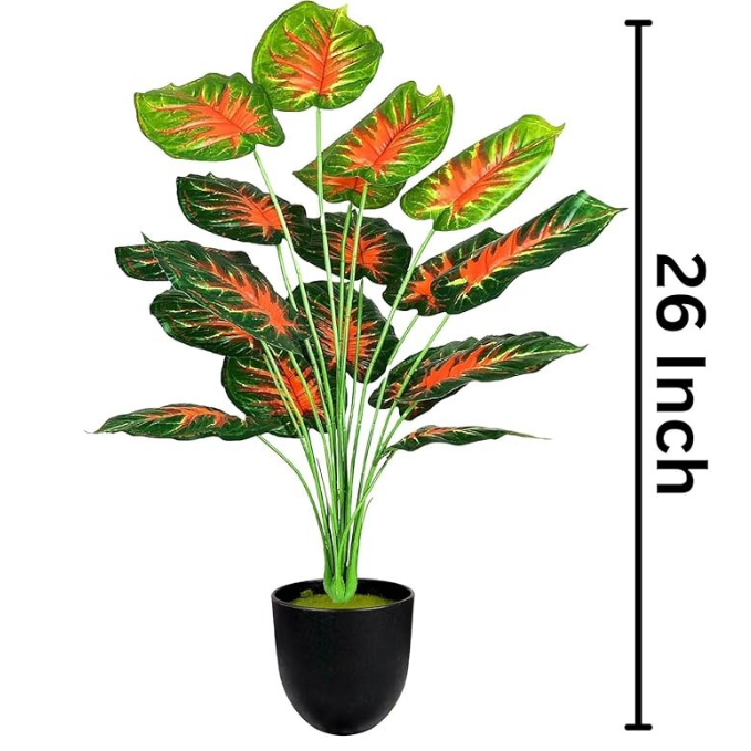 Garden Gyani Artificial Money Plant with Pot – 55 cm Tall Green Monstera Leaves | Faux Tropical Indoor Plant for Home & Office Décor