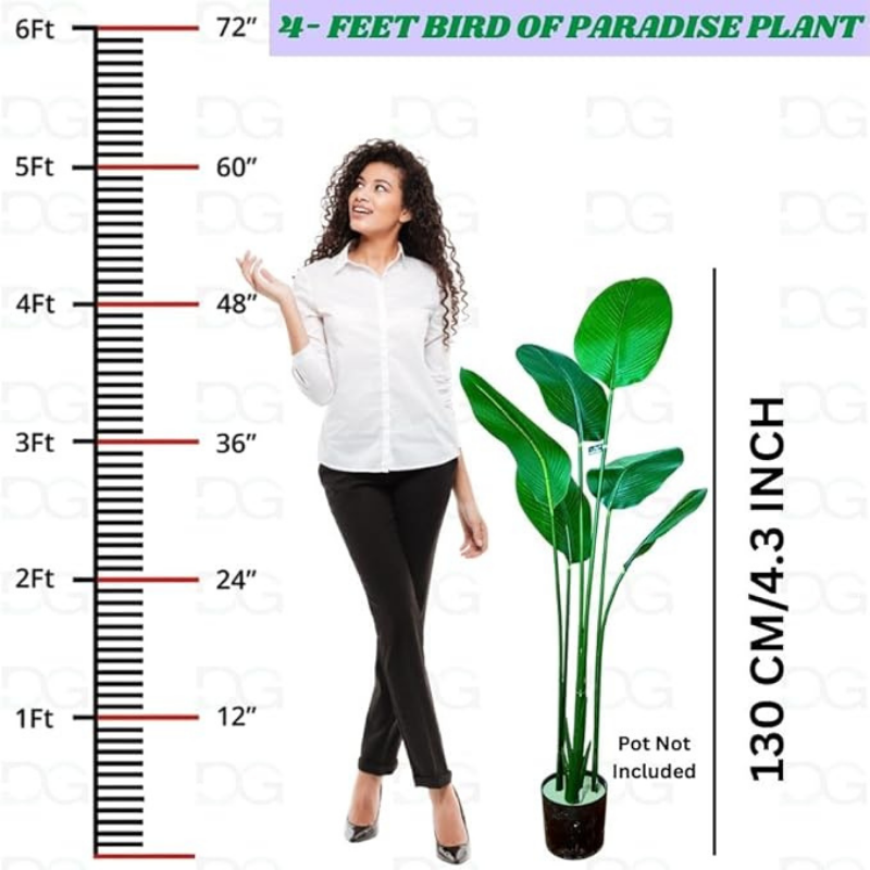 Garden Gyani Artificial Bird of Paradise Plant – 4 FT Tall Faux Tropical Palm Tree for Home, Office, Garden & Store Decor – Pot Not Included
