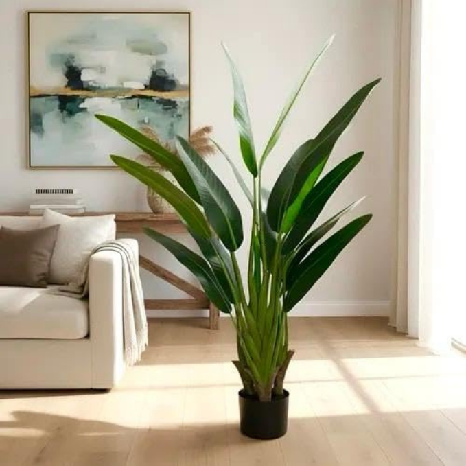 Garden Gyani 120cm Artificial Bird of Paradise Plant – Tall Faux Indoor Plant Without Pot for Home, Office & Event Décor