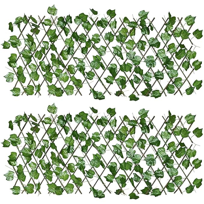 Garden Gyani 2 Pack Expandable Privacy Screen – Artificial Leaf Ivy Fencing Panel for Balcony, Patio & Outdoor Privacy Décor (Single-Sided Leaves)