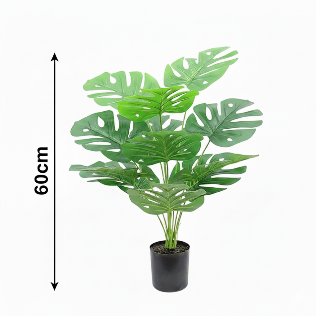 Garden Gyani Artificial Monstera Plant 60cm – Decorative Indoor Tropical Plant in Pot