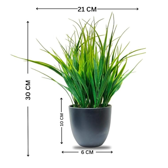 Garden Gyani Artificial Plant – 30 cm Small Faux Wheat Grass Guldasta in Black Pot | Decorative Item for Home, Office Desk & Bathroom