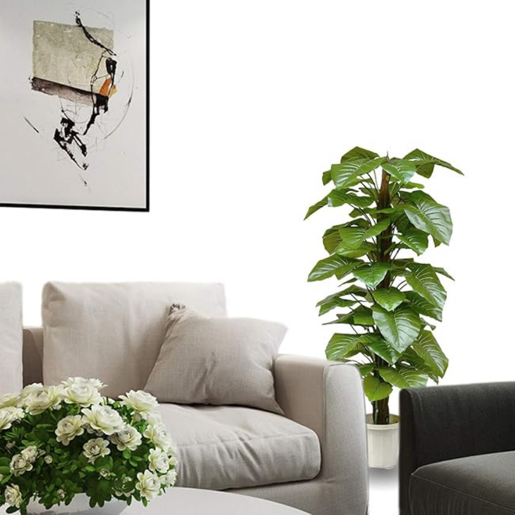 Garden Gyani Artificial Money Plant 110cm with Pot – Decorative Indoor Pothos Floor Plant