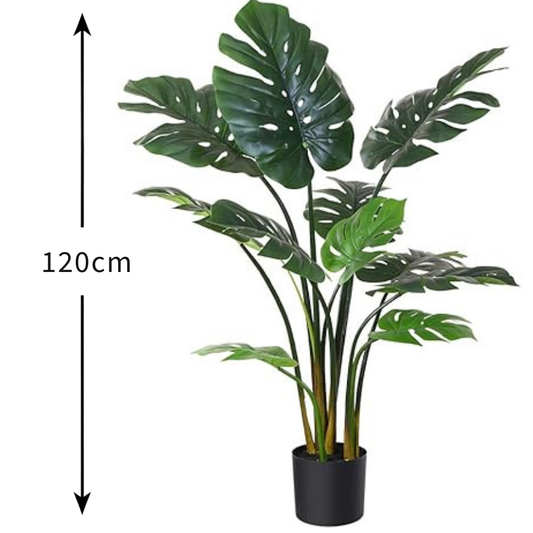 Garden Gyani Artificial Monstera Plant 120cm with Pot – Decorative Indoor Swiss Cheese Plant