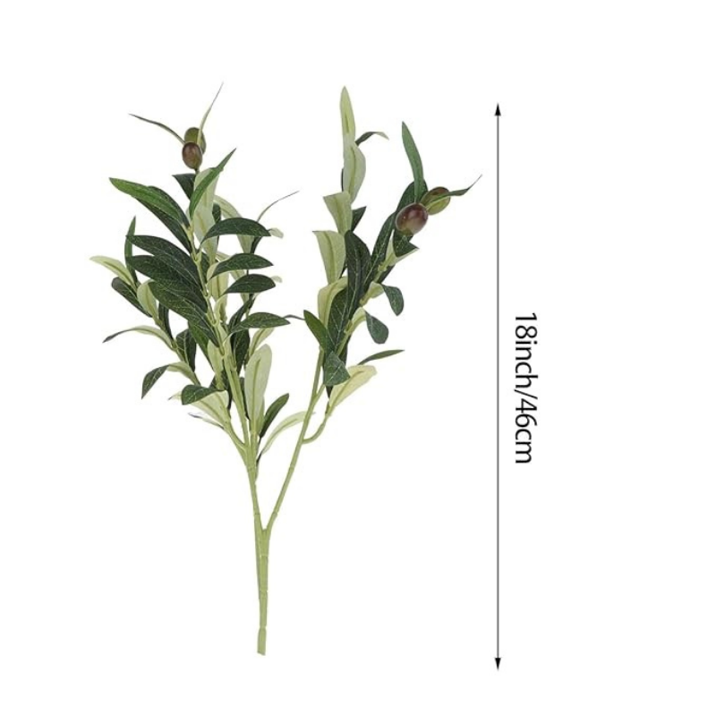 Garden Gyani Faux Olive Branches with Fruits & Leaves – Decorative Artificial Stems for Vases & Home Styling (Pack of 3 Sticks | Vase Not Included)
