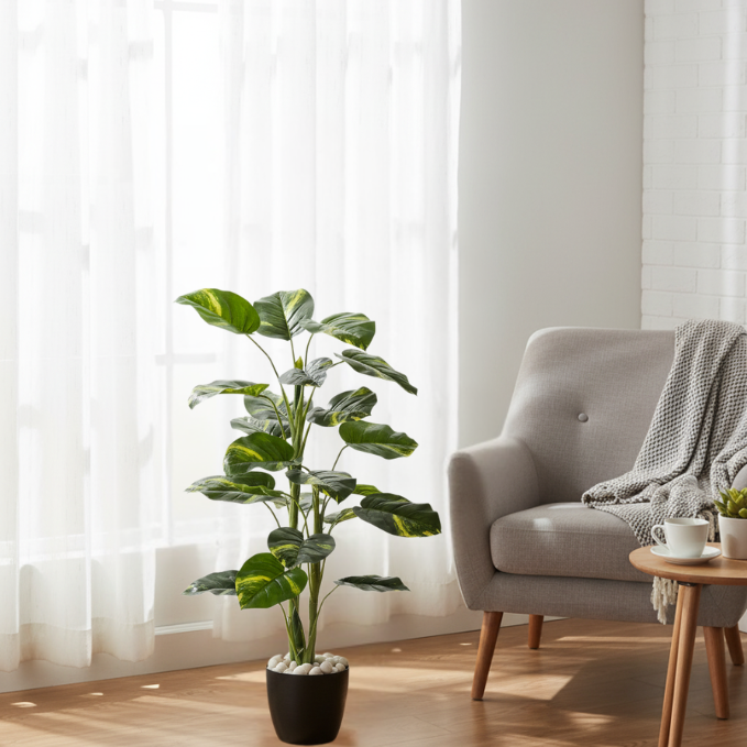 Garden Gyani Real Touch Schefflera – 100 cm Tall Artificial Plant | Lifelike Faux Indoor & Outdoor Decorative Greenery