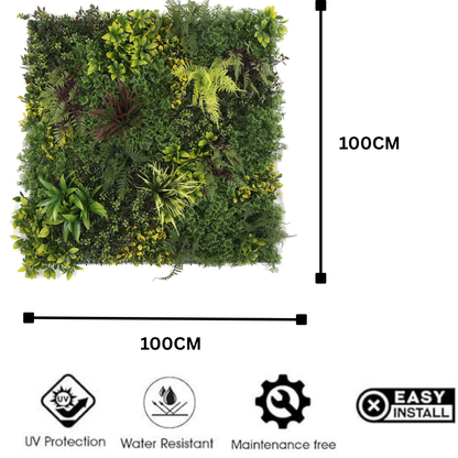 Garden Gyani Artificial Vertical Garden Panel 100×100 cm | Premium Designer Mixed Foliage Wall | UV Protected Indoor Outdoor Green Panel