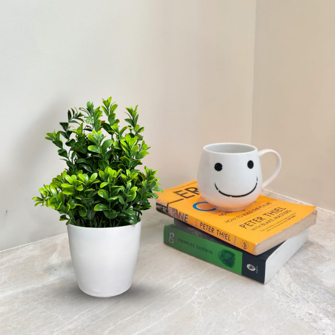 Garden Gyani Artificial Rubber Plant – Small Faux Potted Plant for Tabletop, Home, Bathroom & Office Décor | Indoor Decorative Greenery