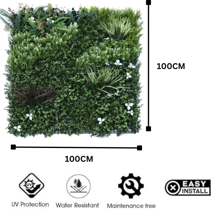 Garden Gyani 100x100cm Artificial Greenery Wall Panel – Lush Faux Vertical Garden Mat for Wall, Balcony, Fence & Home Décor
