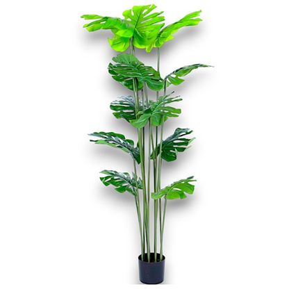 Garden Gyani 106 cm Artificial Palm Plant with Faux Turtle Leaf & Monstera – 12 Tropical Leaves in Black Pot | Realistic Outdoor & Indoor Greenery for Home, Office & Garden Décor