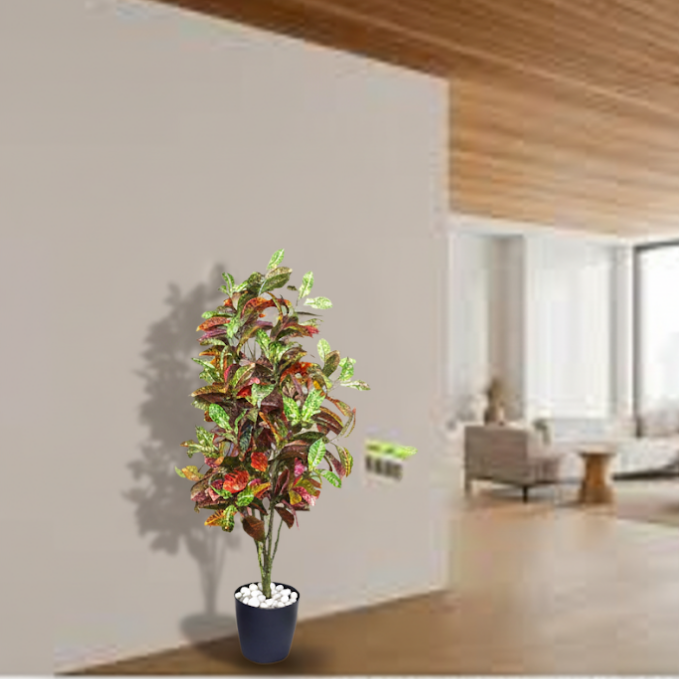 Garden Gyani Croton – 150 cm Tall Artificial Plant | Lifelike Faux Indoor & Outdoor Décor Without Pot
