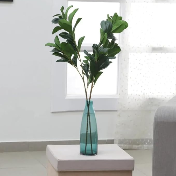 Garden Gyani Faux Lemon Leaves – 26" Artificial Green Leaf Branches (Pack of 2) | Faux Greenery Stems for Home & Event Décor | Pot Not Included