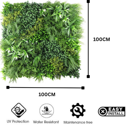 Garden Gyani 100x100cm Artificial Greenery Wall Panel – Lush Faux Vertical Garden Mat for Wall, Balcony, Fence & Home Décor