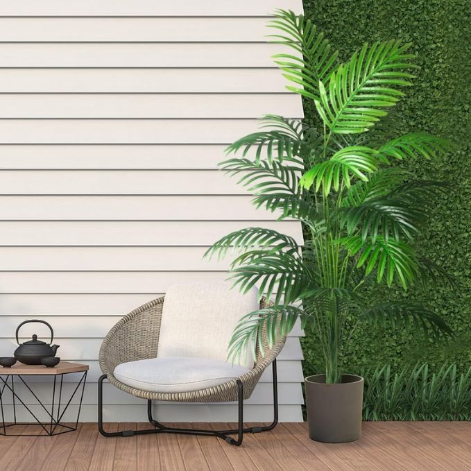 Garden Gyani 3.6 Ft Artificial Areca Palm Tree with Pot – 110CM Tall, 24 Leaves | UV Resistant Faux Palm Plant for Indoor & Outdoor Home Décor