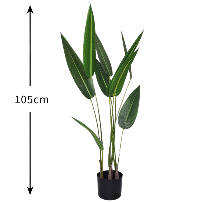 Garden Gyani 105cm Artificial Bird of Paradise Plant with Pot – 10 Leaves Faux Tropical Indoor Plant for Home & Office Décor