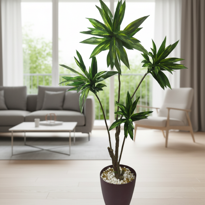Garden Gyani Cordyline Green X4 – 160 cm Tall Artificial Plant | Lifelike Faux Indoor & Outdoor Décor Without Pot