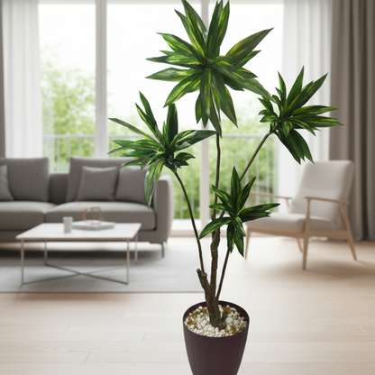 Garden Gyani Cordyline Green X4 – 160 cm Tall Artificial Plant | Lifelike Faux Indoor & Outdoor Décor Without Pot