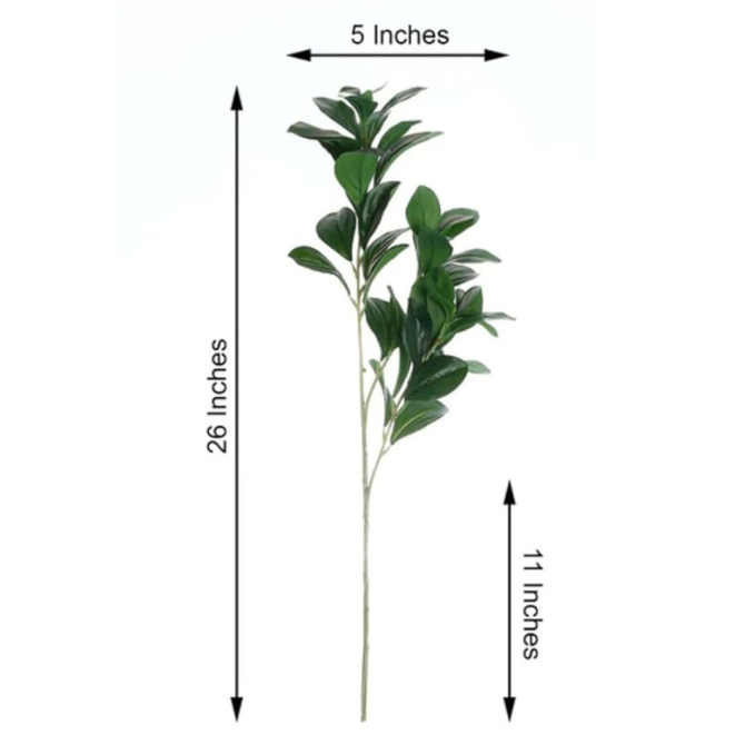 Garden Gyani Faux Lemon Leaves – 26" Artificial Green Leaf Branches (Pack of 2) | Faux Greenery Stems for Home & Event Décor | Pot Not Included