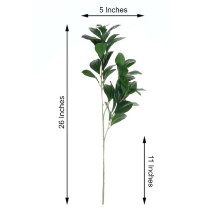 Garden Gyani Faux Lemon Leaves – 26" Artificial Green Leaf Branches (Pack of 2) | Faux Greenery Stems for Home & Event Décor | Pot Not Included