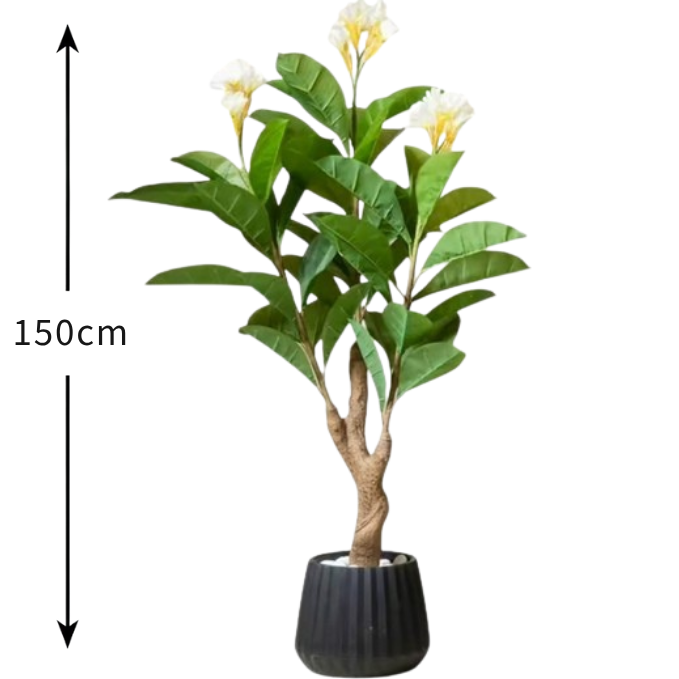 Garden Gyani Frangipani X3 – 150 cm Tall Artificial Plant | Lifelike Faux Indoor & Outdoor Décor Without Pot