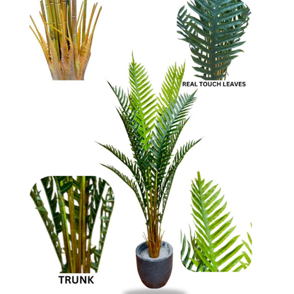 Garden Gyani Artificial Areca Palm Plant – 6.6 FT Tall Faux Silk Palm Tree with 15 Trunks | Realistic Indoor Green Plant for Home, Office & Living Room Décor | Pot Not Included