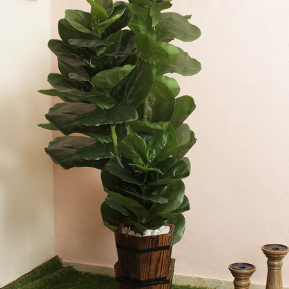 Garden Gyani Fiddle X4 – 120 cm Tall Artificial Plant | Lifelike Faux Indoor & Outdoor Décor Without Pot