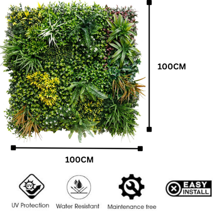 Garden Gyani 100x100cm Artificial Greenery Wall Panel – Lush Faux Vertical Garden Mat for Wall, Balcony, Fence & Home Décor