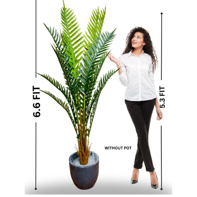 Garden Gyani Artificial Areca Palm Plant – 6.6 FT Tall Faux Silk Palm Tree with 15 Trunks | Realistic Indoor Green Plant for Home, Office & Living Room Décor | Pot Not Included