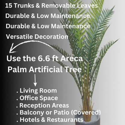 Garden Gyani Artificial Areca Palm Plant – 6.6 FT Tall Faux Silk Palm Tree with 15 Trunks | Realistic Indoor Green Plant for Home, Office & Living Room Décor | Pot Not Included