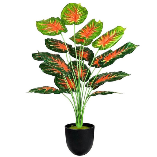 Garden Gyani Artificial Money Plant with Pot – 55 cm Tall Green Monstera Leaves | Faux Tropical Indoor Plant for Home & Office Décor