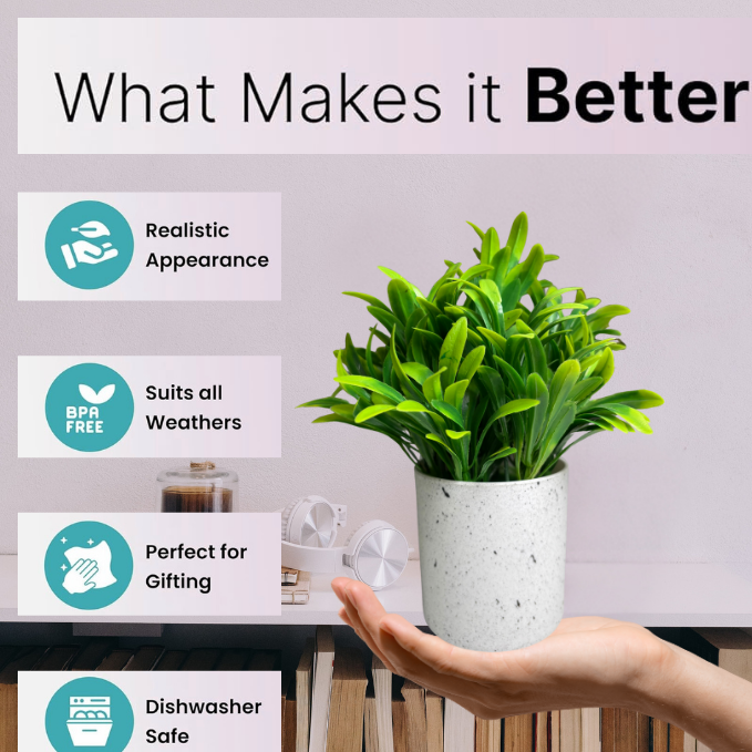 Garden Gyani Artificial Rubber Plant – Small Faux Potted Plant for Tabletop, Home, Bathroom & Office Décor | Indoor Decorative Greenery