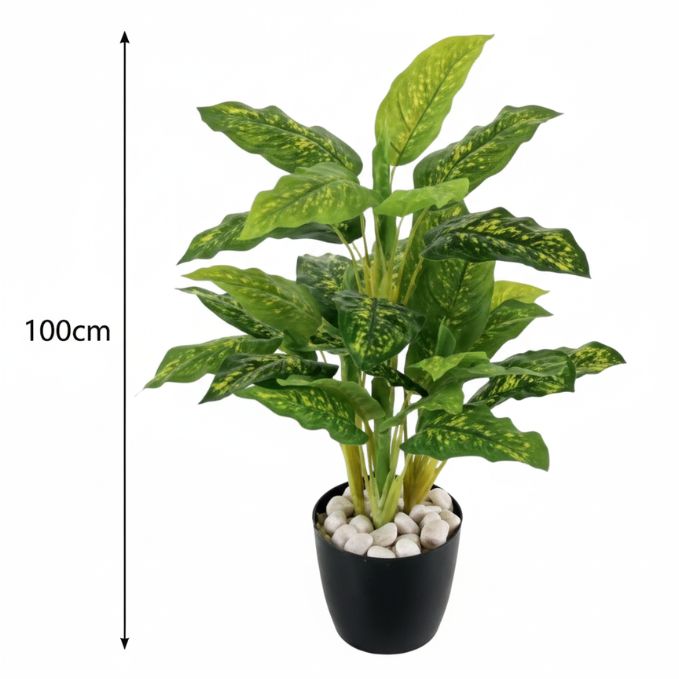 Garden Gyani 100CM Real Touch Artificial Dieffenbachia Plant (X5, Without Pot) – Lifelike Tropical Green Plant for Home & Office Décor