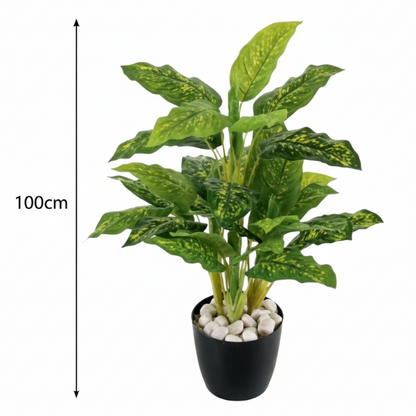Garden Gyani 100CM Real Touch Artificial Dieffenbachia Plant (X5, Without Pot) – Lifelike Tropical Green Plant for Home & Office Décor