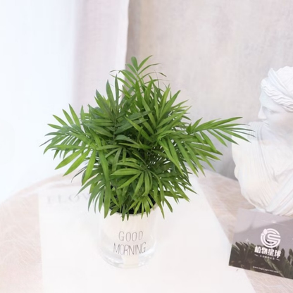 Garden Gyani Palm Leaf Plastic Shrubs – 30cm Artificial Greenery Without Pot for Home, Office & Tabletop Décor