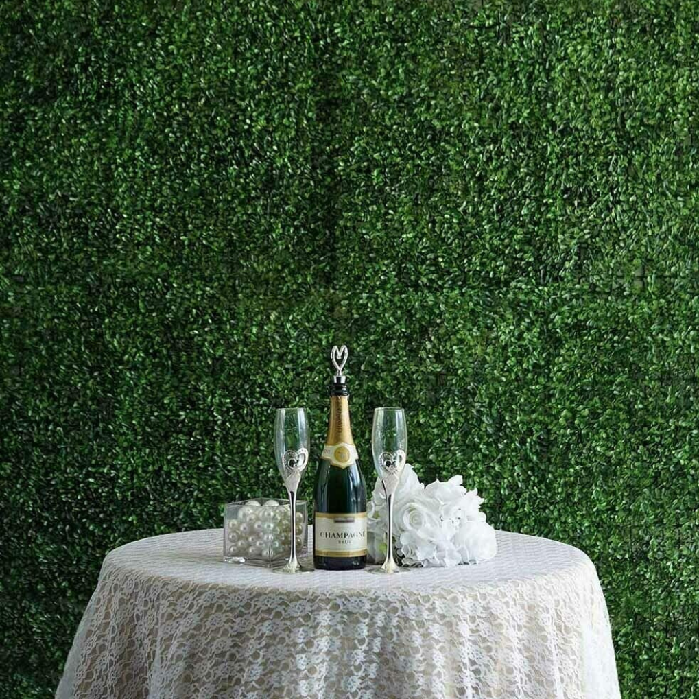Garden Gyani Artificial Vertical Garden Panel 50×50 cm | Boxwood Style Green Wall with White Flowers | Indoor Outdoor Decor
