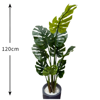 Garden Gyani Monstera 9 Leaves – 120 cm Tall Artificial Plant | Lifelike Faux Tropical Décor Without Pot