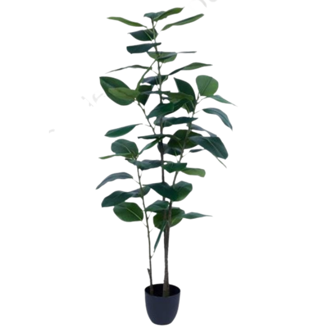 Garden Gyani Rubber Leaves X5 – 130 cm Tall Artificial Plant with Pot | Lifelike Faux Indoor & Outdoor Décor