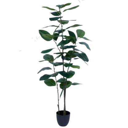 Garden Gyani Rubber Leaves X5 – 130 cm Tall Artificial Plant with Pot | Lifelike Faux Indoor & Outdoor Décor