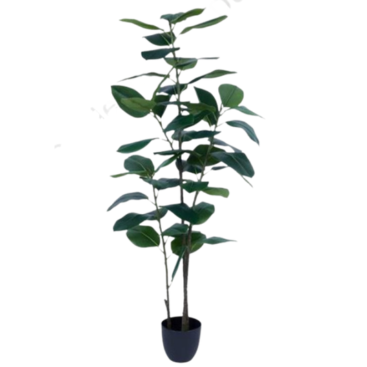 Garden Gyani Rubber Leaves X5 – 130 cm Tall Artificial Plant with Pot | Lifelike Faux Indoor & Outdoor Décor