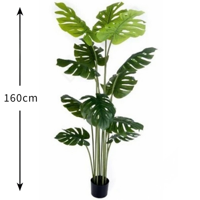 Garden Gyani Monstera 12 Leaves – 150 cm Tall Artificial Plant with Pot | Lifelike Faux Tropical Décor for Home & Office