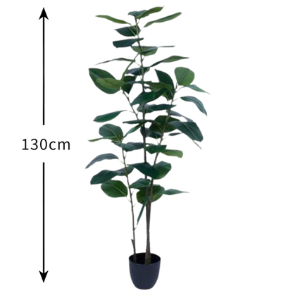 Garden Gyani Rubber Leaves X5 – 130 cm Tall Artificial Plant with Pot | Lifelike Faux Indoor & Outdoor Décor