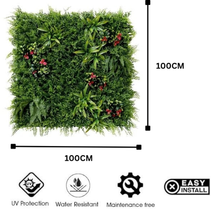 Garden Gyani 100x100cm Artificial Greenery Wall Panel – Lush Faux Vertical Garden Mat for Wall, Balcony, Fence & Home Décor