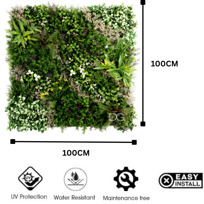 Garden Gyani 100x100cm Artificial Greenery Wall Panel – Lush Faux Vertical Garden Mat for Wall, Balcony, Fence & Home Décor