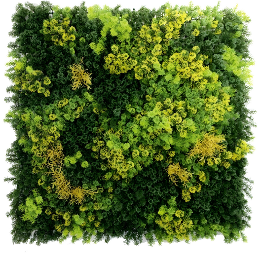 Garden Gyani Artificial Vertical Garden Panel 100×100 cm | Dual Tone Green Wall with Yellow Highlights | Dense Foliage Panel | UV Protected Indoor Outdoor