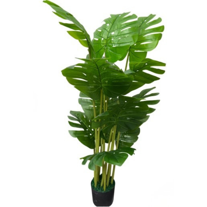 Garden Gyani Monstera 12 Leaves – 120 cm Tall Artificial Plant | Lifelike Faux Tropical Greenery Without Pot