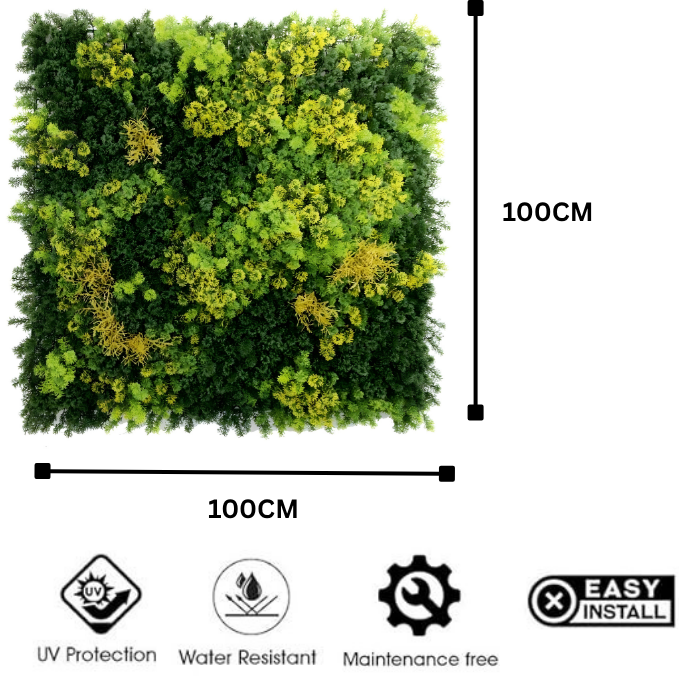 Garden Gyani 100x100cm Artificial Greenery Wall Panel – Lush Faux Vertical Garden Mat for Wall, Balcony, Fence & Home Décor