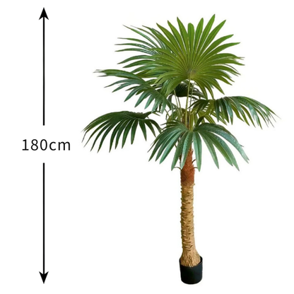 Garden Gyani Fan Palm X12 Leaves – 180 cm Tall Artificial Plant | Lifelike Faux Indoor & Outdoor Décor Without Pot